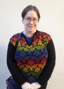 Me in my first colourwork jumper